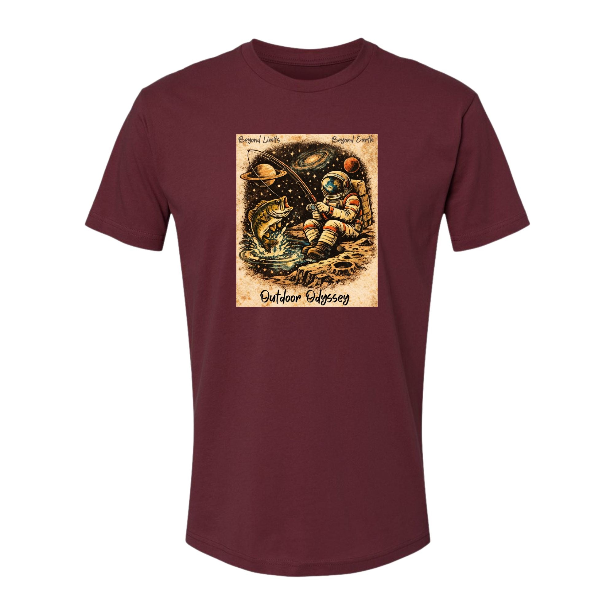 Astronaut Fishing Graphic T-Shirt