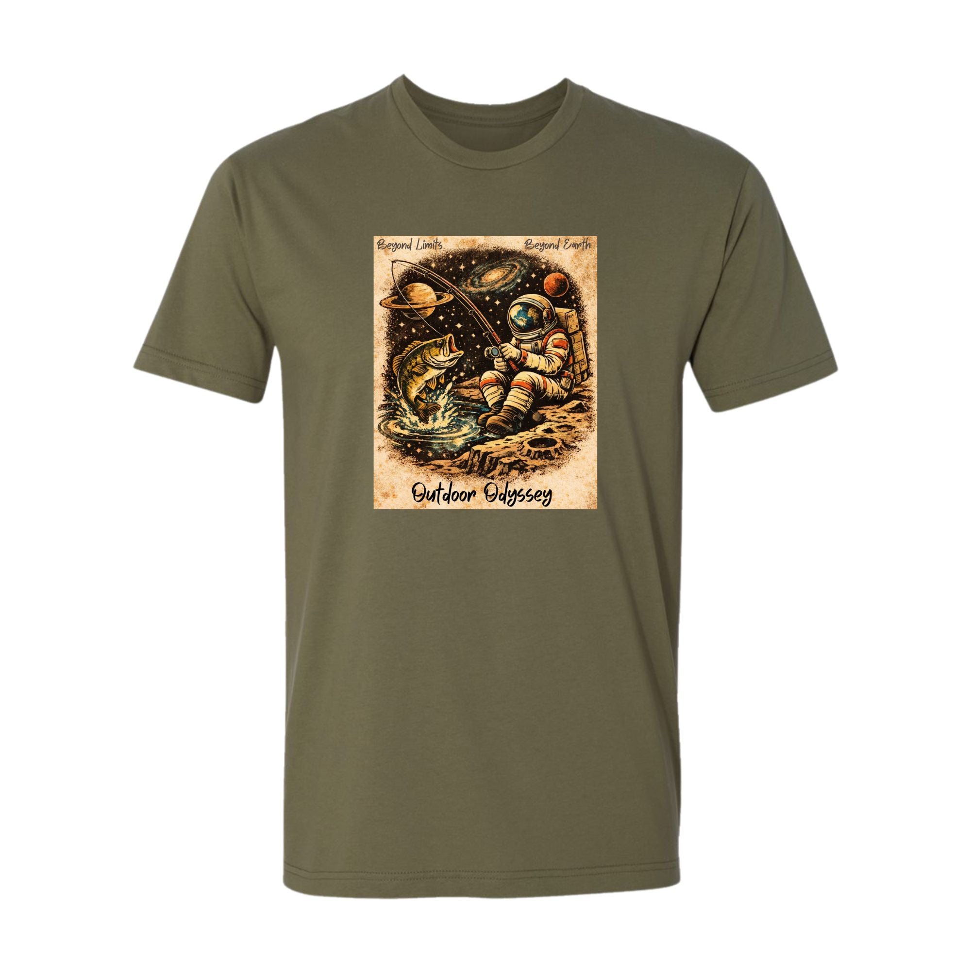 Astronaut Fishing Graphic T-Shirt