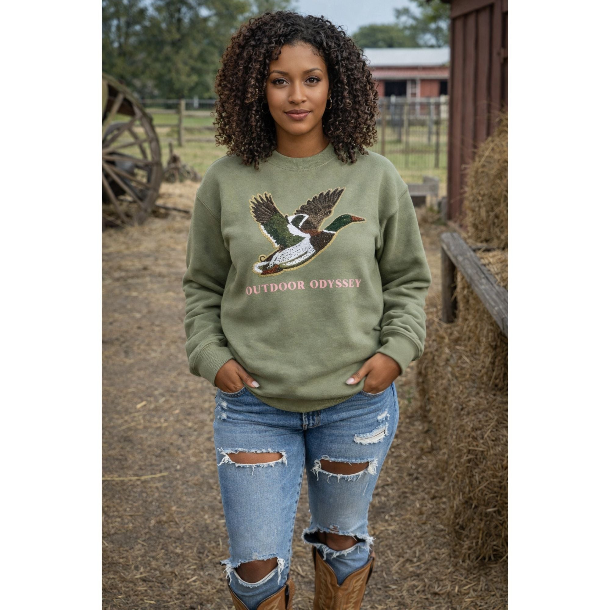 Sequin Mallard Duck Crewneck Sweatshirt